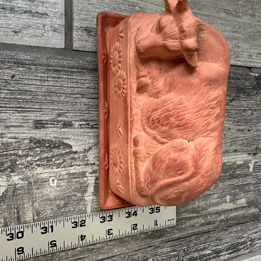 Terracotta Cow Butter Dish with Tray - Rustic Home Dining - Picture 13 of 13